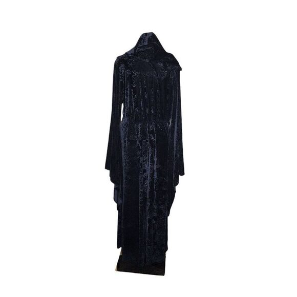 Spirit Witchy Dark Fantasy Vampire Hooded Bell Sleeve Dress Womens L Black - Picture 6 of 10